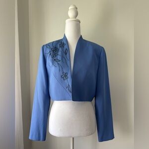Vintage ‘00s Marsoni Periwinkle Beaded Bolero Evening Jacket
